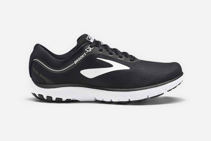 Pureflow 7 Road Brooks Running Shoes NZ Womens - Black/White - KRZUAT-068